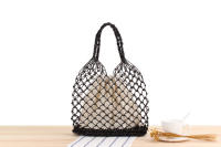 Instagram-Bolso de mano tejido con hierba para mujer, bolsa de playa con gancho de mano de hilo dorado y plateado sólido, a la moda, nuevo - details 0