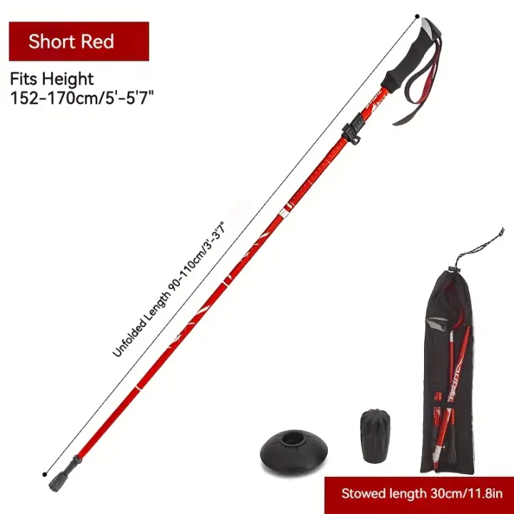 Trekking Pole, Folding Aluminum Alloy Ultra-light Walking Stick, 5 Sections Hiking Stick For Outdoor Climbing Camping - 1