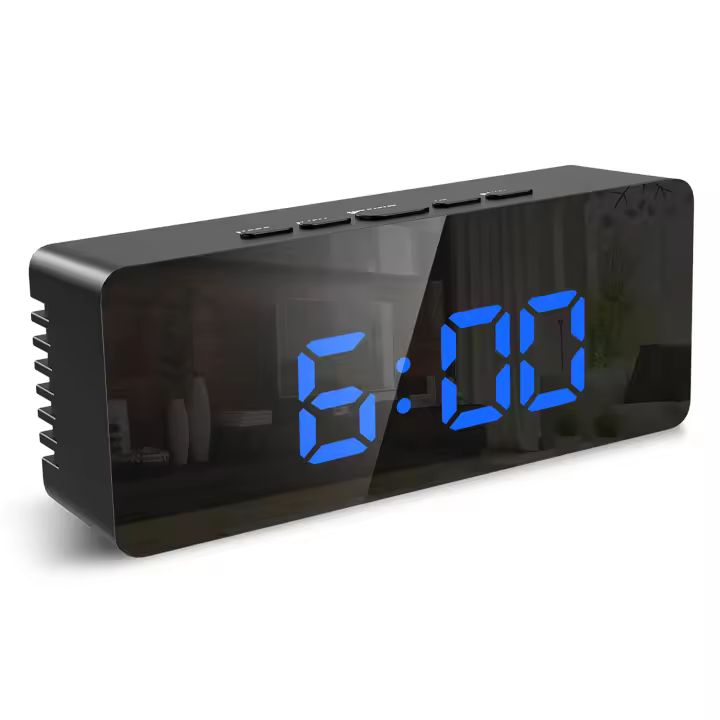 ORIA-reloj despertador Digital con espejo, dispositivo electrónico de mesa alimentado por USB y batería, modo nocturno, 12/24H - 1