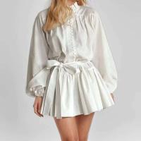 Vestido de Cinturón de Encaje Impreso Vintage Moda de Primavera-Verano para Mujeres - details 20