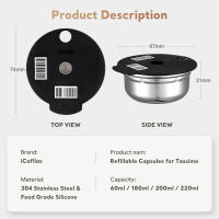 Cápsula de Café iCafilas para Máquina Tassimo BOSCH Reutilizable en Acero Inoxidable Crema Ecológica Protección Ambiental Compatible con Series Happy Series Vivy Series Suny Series My Way - details 1