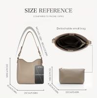 Bolso de hombro con diseño parcheado de color sólido para mujer de verano 2024, bolso de cubo de moda para uso diario, bolso de viaje de moda para primavera, bolso de mano retro y bolsos de mano Bolso mediano Bolso Hobo Bolsos de hombro de trabajo de dise - details 3
