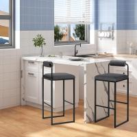 Taburetes de Cocina Altos con Resalto 2X Taburetes Cuadrados con Asiento de Terciopelo - details 9