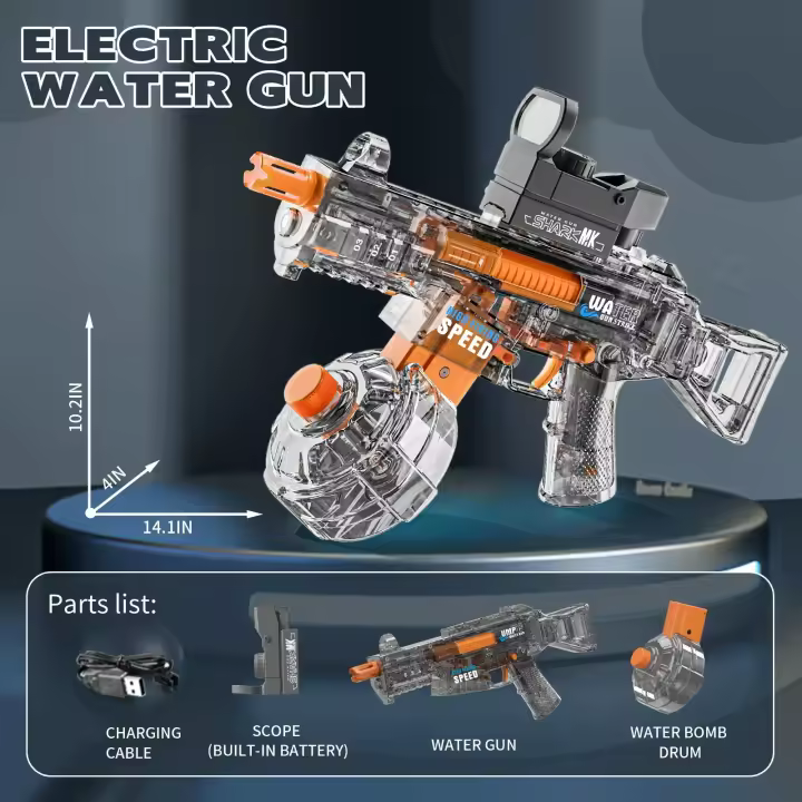 Pistola de agua eléctrica Ump45, potente pistola rociadora de agua de alta presión con tapa de fuego, juguetes al aire libre para niños, regalos de cumpleaños y Navidad - 1