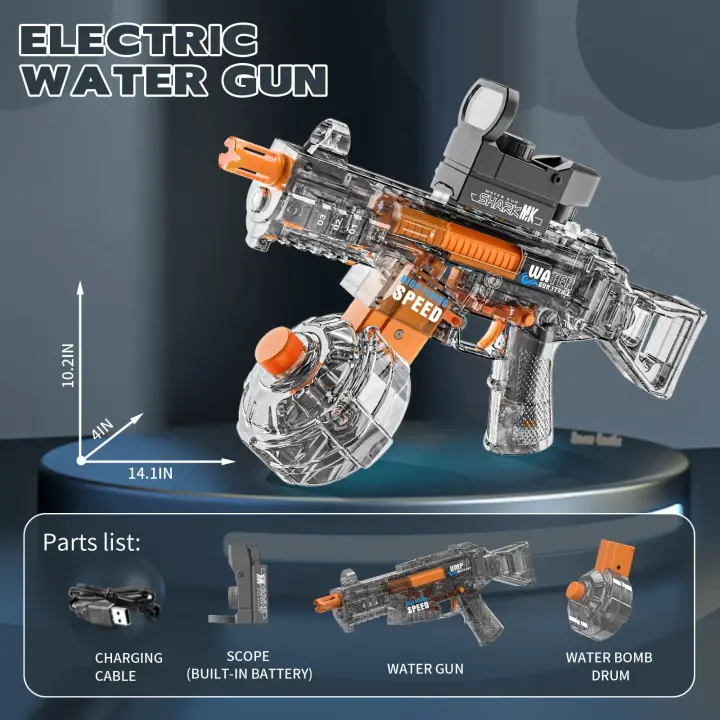 Pistola de agua eléctrica Ump45, potente pistola rociadora de agua de alta presión con tapa de fuego, juguetes al aire libre para niños, regalos de cumpleaños y Navidad - 1