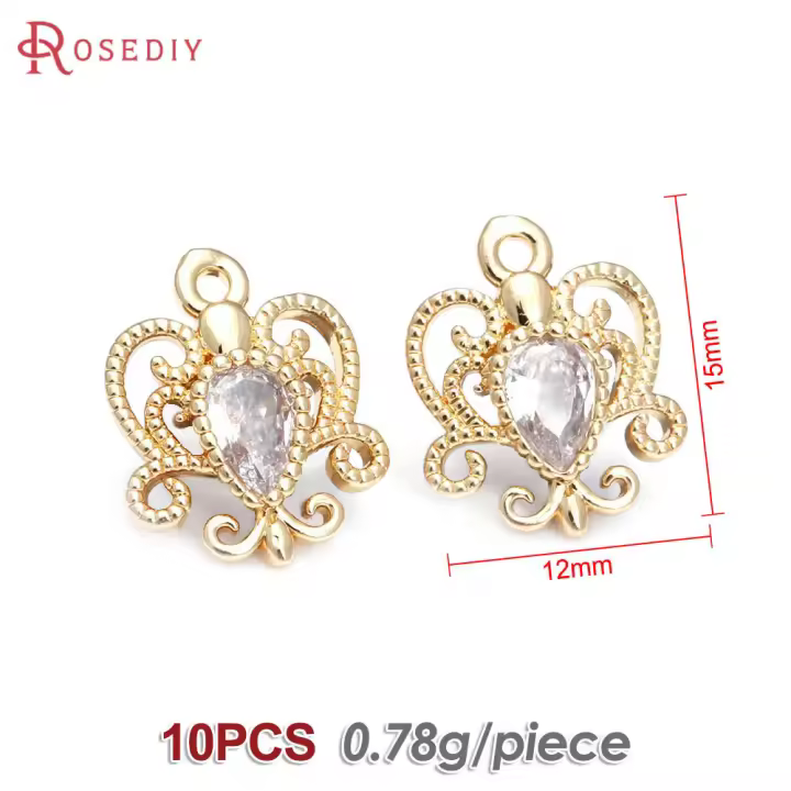 10 Uds. Colgantes de latón y circonita de Color dorado de 18K, accesorios para hacer joyas Diy de alta calidad, collar, pendientes - 1