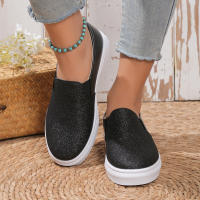 Mocasines de lentejuelas doradas brillantes para mujer, zapatillas de plataforma sin cordones de cuero Pu, zapatos planos antideslizantes informales para mujer, Otoño, 2024 - details 5