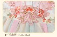Vestido de princesa mejorado estilo Tang antiguo Hanfu con hombros descubiertos y nube de encaje bordado edición china de verano para niñas - details 3