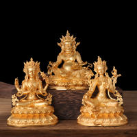 Dios amarillo de la riqueza, exquisita imitación de latón, chapado en oro de Nepal, estatua de Buda Bala tibetano tántrico, adorno para el hogar - details 2