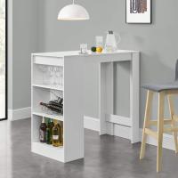 Bar de Bistro Elegante 110 x 50 x 103 cm Mesa Alta Cocina Barra integrada para Bebidas con 3 Estantes Blanco y Efecto Roble - details 32
