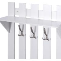 Conjunto de Entrada con Espejo Perchero y Zapatero Muebles de Entrada con 3 Ganchos y 2 Cajones para Pasillo Blanco - details 7