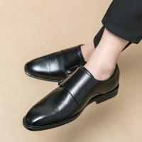 Zapatos de monje con doble hebilla para hombre, calzado de vestir, color marrón y negro, novedad - details 9