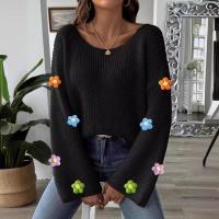 Suéteres de punto para mujer de otoño, jerséis informales con cuello redondo, tops de punto - details 5