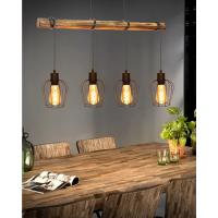 Lámpara de pie vintage de madera con 2 focos, diseño industrial, de metal y madera, incluye interruptor, color negro, casquillo E27, altura: 151 cm, sin bombilla - details 2