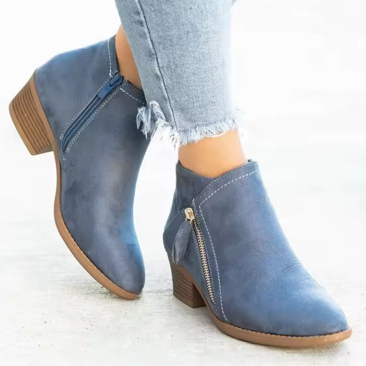 Botines informales de tacón bajo para mujer, botas cortas martin, zapatos a la moda - 1