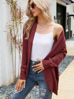 Cárdigan liso de manga larga para mujer, abrigo largo de punto, ropa informal, otoño e invierno, 2023 - details 3