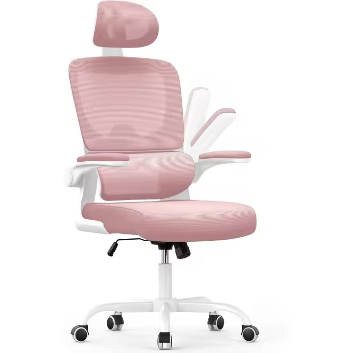Soporte Lumbar, Silla de Escritorio de Respaldo con Reposacabezas y Altura Ajustables, Reposabrazos - 1