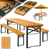 Juego de muebles de jardín de 3 piezas |   Plegable 170 x 46 x 75 cm |   2 Bancos de Cerveza - details 0