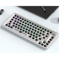 Kit de teclado mecánico de aluminio de 83 teclas con cable RGB, intercambiable en caliente, metal personalizado, teclados multifunción para juegos, plateado - details 2