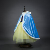 Capa de Elsa para niñas, chal de terciopelo con capucha de dibujos animados, ropa de princesa azul, invierno, 2025 - details 7