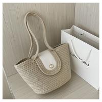 Bolso de mujer de gran capacidad, bolso de mano portátil con bandolera, bolso tejido de paja - details 20
