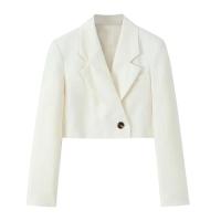 TRAFZA-Blazer de tendencia para mujer, traje recortado de curva elegante con bolsillos en el pecho, para ir a la Oficina, novedad - details 3