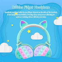 Auriculares inalámbricos de burbujas de descompresión, audífonos con orejas de gato, bonitos auriculares de música estéreo HIFI con luz Flash, Soporte para tarjeta TF/AUX/FM, reproducción con micrófono - details 1