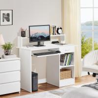 Mesa de Escritorio Blanca Espacio de Almacenamiento con Soporte de Monitor - details 3