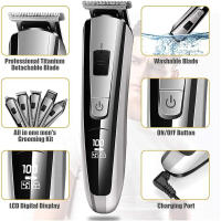 Kemei-cortadora de pelo eléctrica, Kit de belleza, afeitadora multifunción, recortadora de barba, corte inalámbrico, hine, pantalla LCD 5 - details 3
