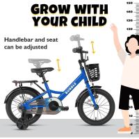 Bicicleta de 12, 14 y 16 pulgadas para niños y niñas de 3 a 8 años con canasta y estabilizadores - details 3