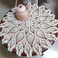 Posavasos ENCE vintage y chic hecho a mano de crochet de algodón natural RD de 60 cm, mantel para una sola persona, funda de sofá - details 6