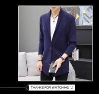Suéter de otoño e invierno para hombre, suéter de punto, chaqueta, cárdigan largo para hombre, suéter de lana, suéter de color sólido - details 17