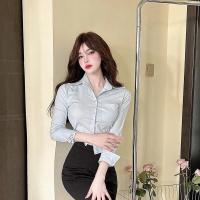 2025 camisas coreanas elegantes para mujer, ropa de calle a la moda, blusa ajustada para mujer, Tops cortos sexys informales de oficina Y2K para primavera, novedad - details 16
