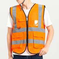 Chaleco de Seguridad de Alta Visibilidad con Bolsillo Franja Reflectante Cierre de Cremallera Para Trabajo de Constructcción Deportes Nocturnos Ropa de Ciclismo Tela Transpirable - details 7