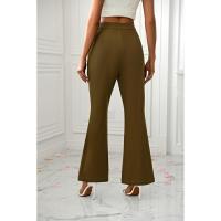 Pantalones acampanados de cintura alta para mujer, estética elástica clásica, negro y - details 13