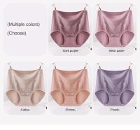 Bragas de encaje de algodón de cintura alta para mujer, lencería sin costuras de talla grande, ropa interior Sexy Triangular, 3 piezas - details 3