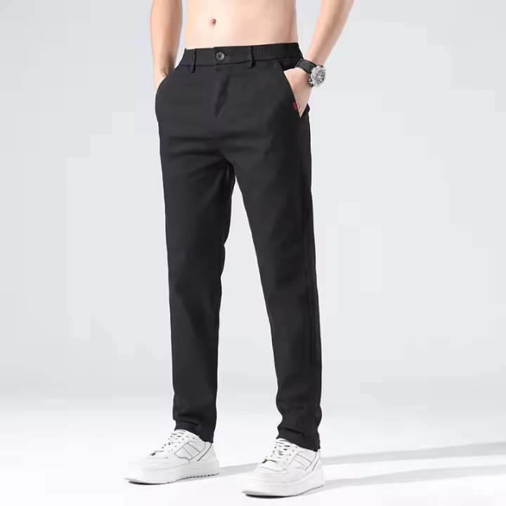 2025 Primavera Nueva pierna recta casual Slim Fit Versátil largo para hombres, pantalones elásticos de negocios ligeros para hombres - 1