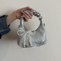 Bolso plisado de lentejuelas de estilo coreano, bolso cruzado con cadena y colgante de lazo exquisito, bolso de hombro ligero de Color sólido - details 36