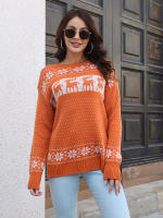 Suéter de punto de Navidad para mujer, suéter Vintage, alce de copo de nieve, prendas de punto sueltas, Tops nuevos, Otoño e Invierno - details 7