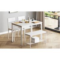 4 Personen Esstisch-Set, 110cm Küchentisch-Set für 4 Personen, 2 Stühle mit Rückenlehne