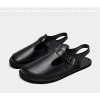 Zapatos de hombre, sandalias de cuero hechas a mano, zapatos de punta cerrada, zapatillas casuales planas sin cordones - details 2