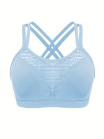 Sujetador De Cuello Redondo Hueco para Deportes, Transpirable, entrecruzado en la espalda, Cómodo, De Color Sólido, De alta elasticidad - details 22