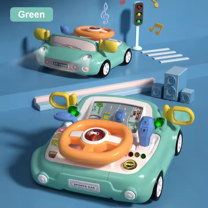 Volante de simulación eléctrica para niños, juguete con música ligera, cochecito educativo temprano, conducción portátil, juguetes vocales, regalos - 1