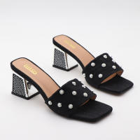 Tacones altos con tiras, tacones gruesos, ropa exterior sencilla y versátil, sandalias y zapatillas de gran tamaño. - details 3