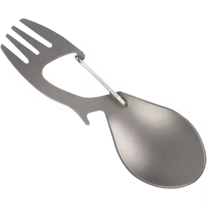 Utensilios para mochilero, 5 piezas, cuchara, tenedor, Picnic, Spork, vajilla de Camping, botella - 1