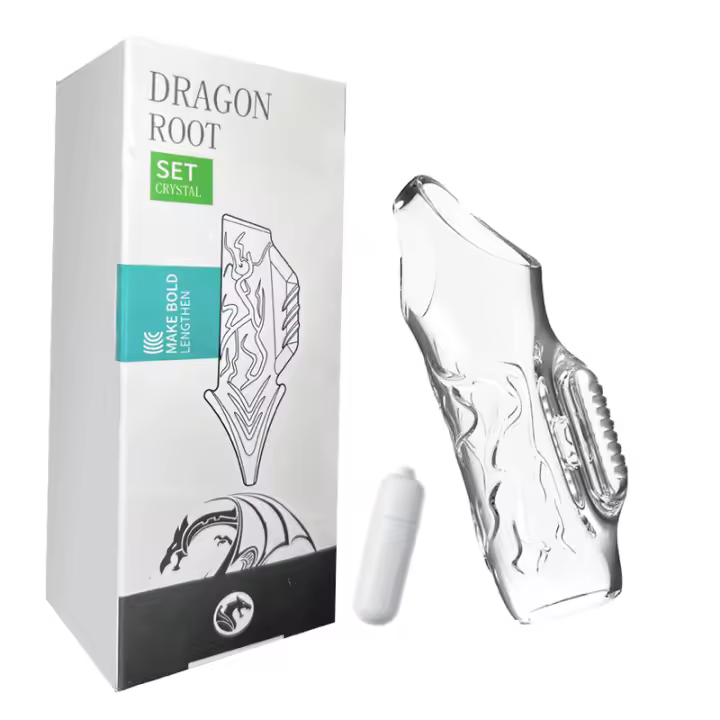 Anillo vibratorio para pene para hombre, anillos para pene, funda transparente para agrandar el pene, vibrador para perineo, juguetes sexuales para adultos para mejorar la erección, eyaculación retardada, reutilizable - 1