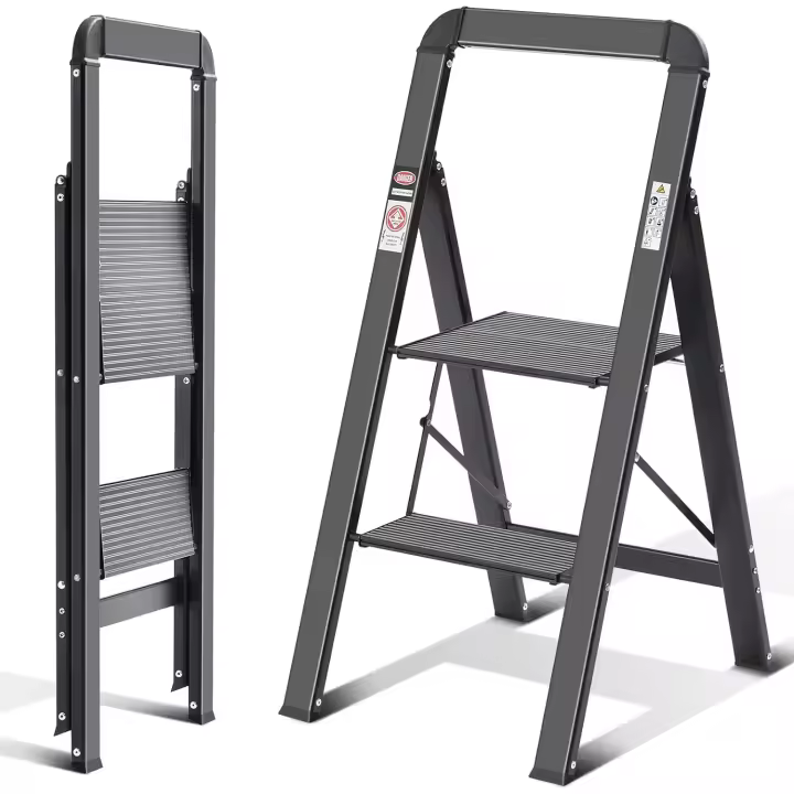 Escalera Plegable de Aluminio de 5 Pasos Ahorro de Espacio y Portátil para Uso en Hogar, Cocina, Oficina - 1
