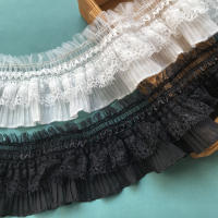 Cinta de capa de encaje elástico, ribete de volantes elásticos para coser ropa, manualidades DIY, blanco y negro, 1 yarda - details 0