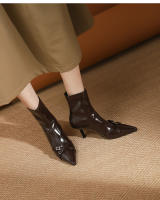 Moda nueva hebilla de cinturón stiletto botas cortas de mujer - details 22