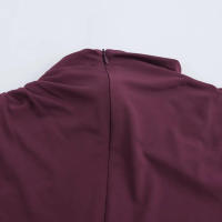 Vestido de cuello redondo para mujer, minivestido plisado de manga larga con espalda, color sólido, nable, para otoño - details 18